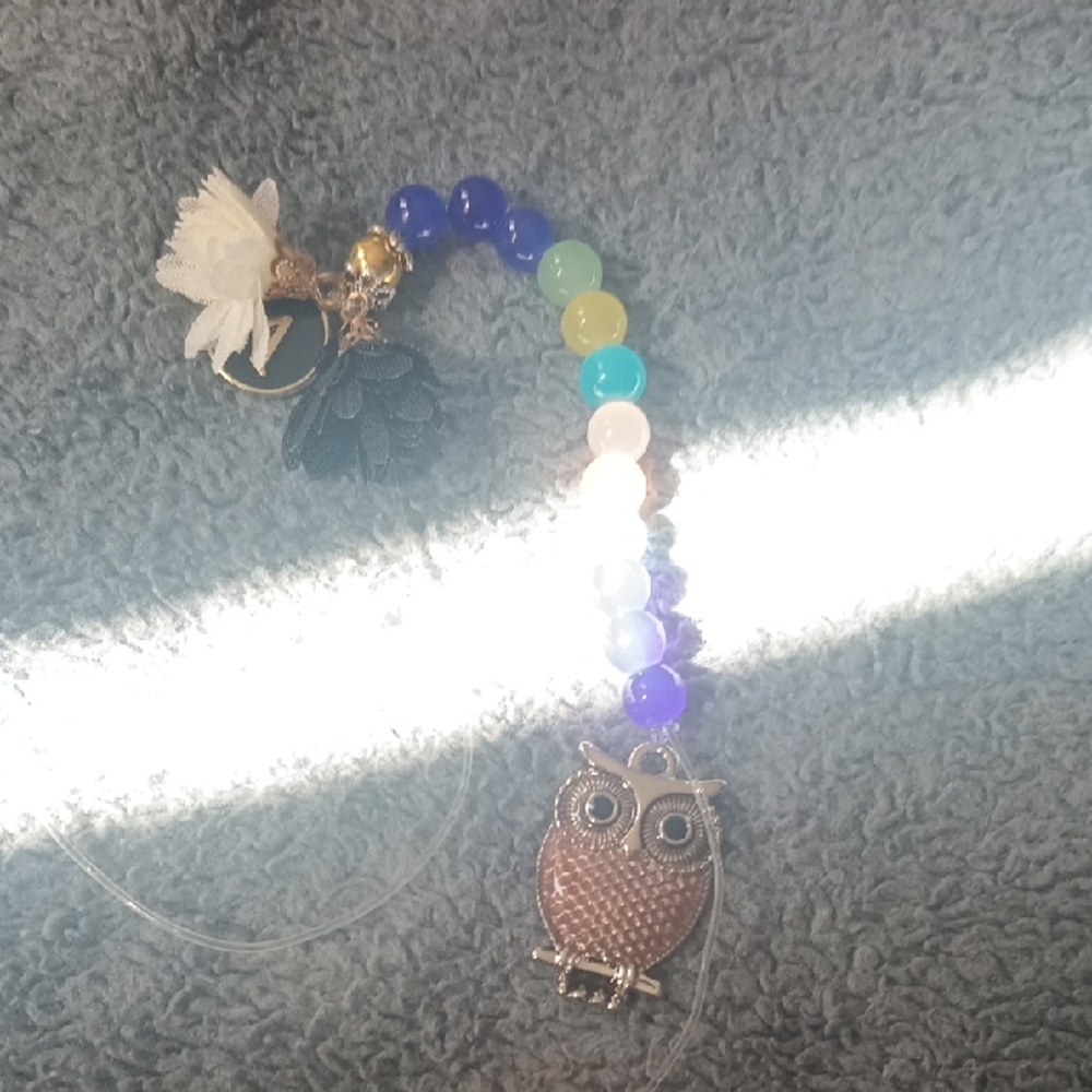 Handmade Colorful Beaded Owl Keychain, Personalized -A, Made By Me
